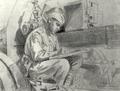 Наводчик сержант Н. Л. Федотов. Рисунок Н. М. Аввакумов, Бумага, карандаш. 1943